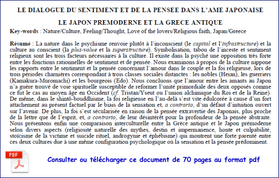 Le dialogue du sentiment et de la pense dans l'me japonaise