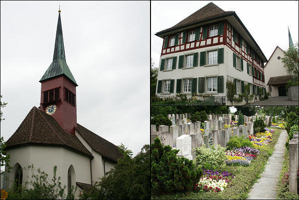 L'église de Laufen, le presbytère, le cimetière